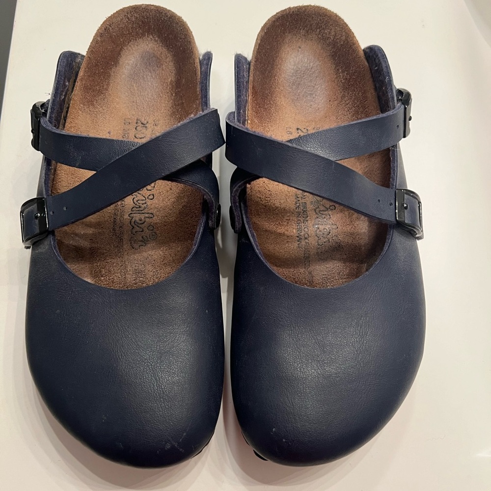 Birkis from Birkenstock Dark Blue Dorian Clogs, size 39